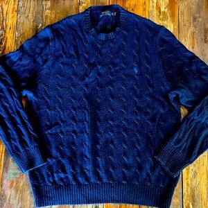 Polo Ralph Lauren Navy Blue Cable Knit Sweater XL. Like New 100% Cotton